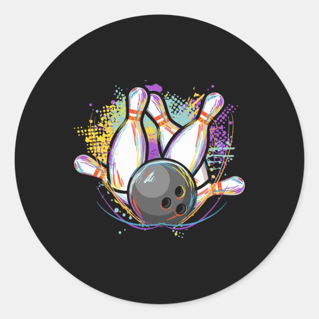 Pegatina Redonda Funny Bowling Team - Bowler Bowling (Anverso)