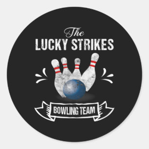 Pegatina Redonda Funny Bowling Team Lucky Strikes Bowling Team Tee