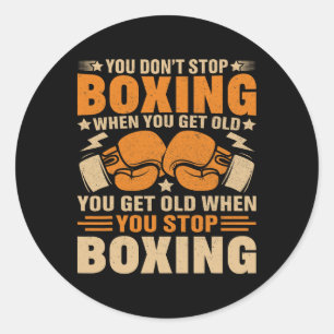 Pegatina Redonda Funny Boxer Player Old School Boxing Youth Trainer