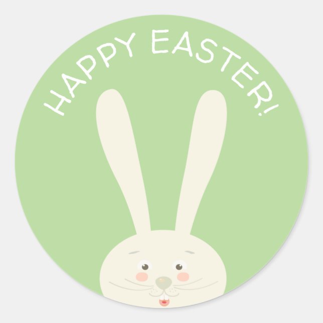 Pegatina Redonda FUNNY BUNNY Feliz Cacería de Huevos de Pascua Fies (Anverso)