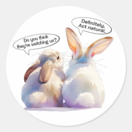 Pegatina Redonda Funny Bunny sticker –Is someone watching me?
