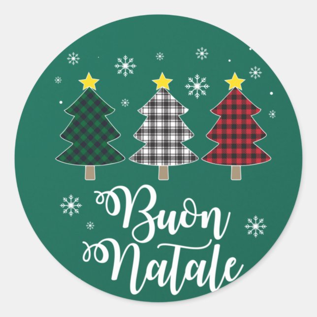 Pegatina Redonda Funny Buon Natale Italia navidad italiano Chris (Anverso)