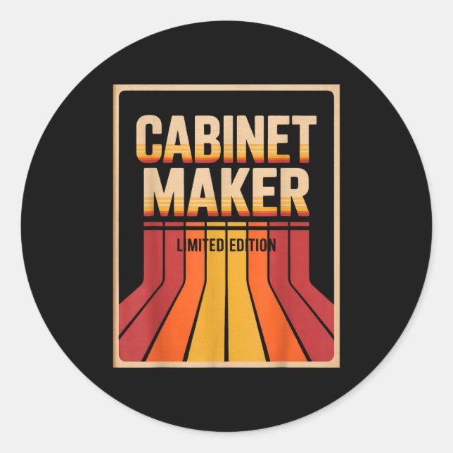 Pegatina Redonda Funny Cabinet Maker Limited Edition Woodworking Hu (Anverso)