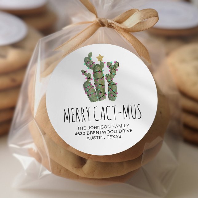 Pegatina Redonda Funny Cactus Navidades Dirección de Retorno de Vac (Subido por el creador)