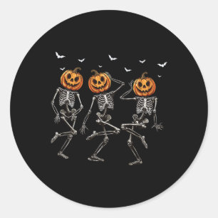 Pegatina Redonda Funny Calabaza Halloween Dancing Skeleton Costuma