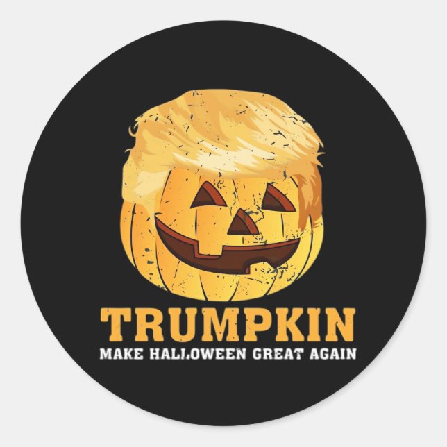 Pegatina Redonda Funny Calabaza Trumpkin Halloween (Anverso)