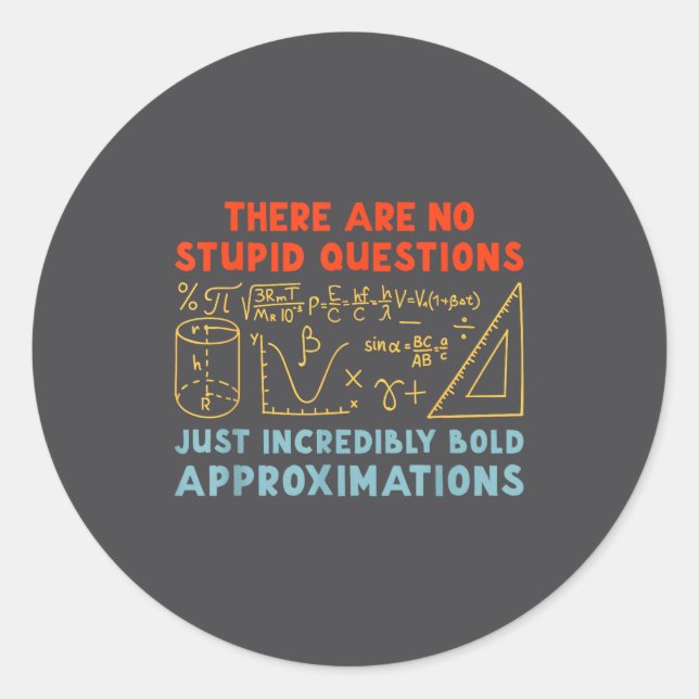 Pegatina Redonda Funny Calculus Teacher Math Lover Mathematics Sarc (Anverso)