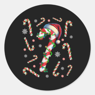 Pegatina Redonda Funny Candy Cane Crew Hombres Mujeres Niñas Navida