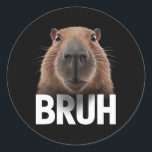 Pegatina Redonda Funny Capybara Bruh<br><div class="desc">Funny Capybara Bruh</div>
