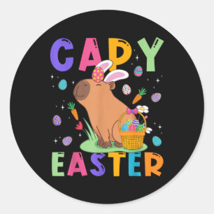 Pegatina Redonda Funny Capybara Easter Day Capy Easter Eggs Capy Lo