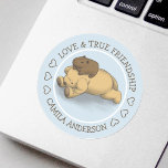 Pegatina Redonda Funny Capybara Nombre del amor y amistad de los ca<br><div class="desc">Este divertido capibara y Pegatina Ronda de Cachorros es perfecto para los amantes del Capibara,  el perro o los animales. Puede cambiar fácilmente el texto o el ilustracion y utilizar este diseño como plantilla para su foto o imagen.</div>