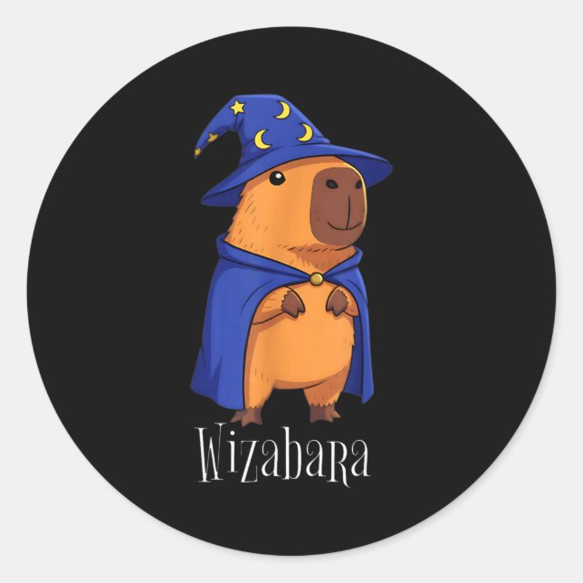 Pegatina Redonda Funny Capybara Wizard Costume Wizabara Graphic Kid (Anverso)