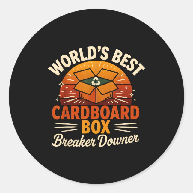 Pegatina Redonda Funny Cardboard Box Breaker Downer Sarcastic Retro (Anverso)