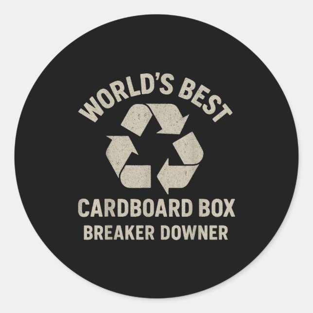 Pegatina Redonda Funny Cardboard Box Breaker Downer Sarcastic Retro (Anverso)