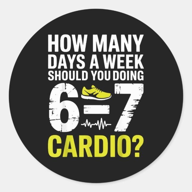 Pegatina Redonda Funny Cardio Motivation Fitness Humor Running Work (Anverso)