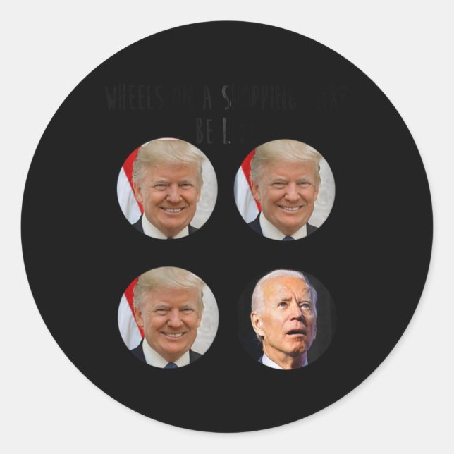 Pegatina Redonda Funny carro de compras Trump Biden Voto en meme el (Anverso)