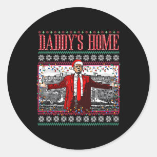 Pegatina Redonda Funny casa Daddys Trump Navidades feos Sweater Xma