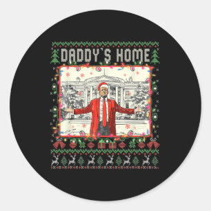 Pegatina Redonda Funny casa Daddys Trump Navidades feos Sweater Xma