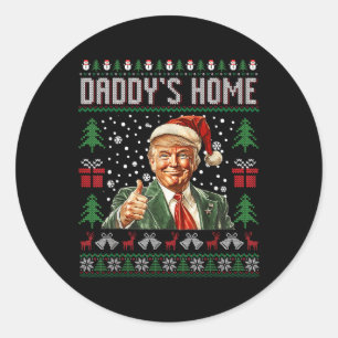 Pegatina Redonda Funny casa Daddys Trump Navidades feos Sweater Xma