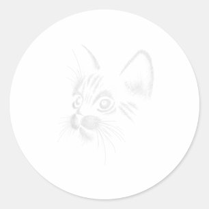 Pegatina Redonda Funny Cat Face Gift TShirt