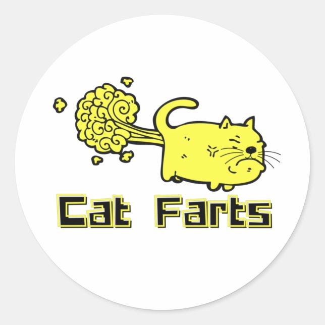 Pegatina Redonda Funny Cat Farts (Anverso)