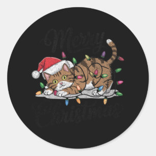 Pegatina Redonda Funny Cat Navidades asusta Black Cat Halloween