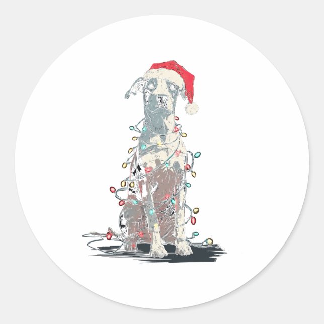 Pegatina Redonda Funny Catahoula Leopard Dog Christmas Graphics Lig (Anverso)