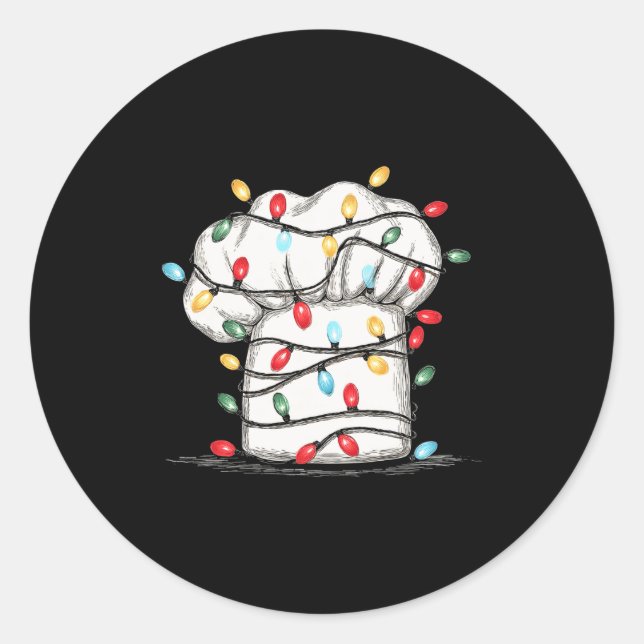 Pegatina Redonda Funny Chef Christmas Graphics Lights Lover Cook Co (Anverso)