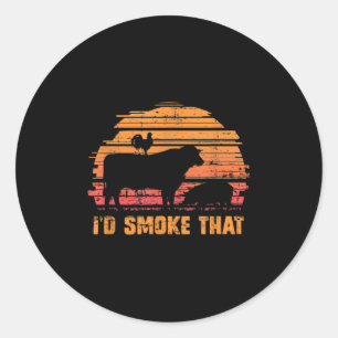 Pegatina Redonda Funny Chef De Bbq Humeó Esa Barbacoa