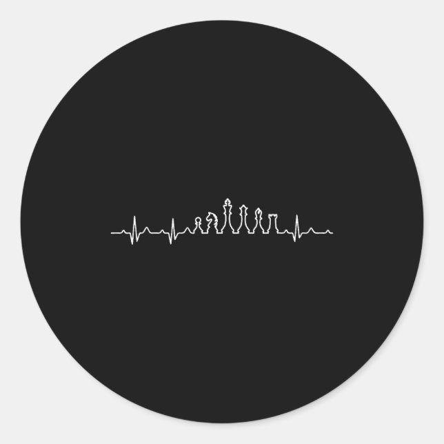 Pegatina Redonda Funny Chess Heartbeat Checkers Board Game Tourname (Anverso)