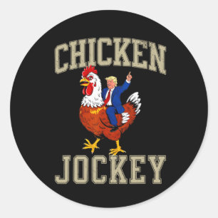 Pegatina Redonda Funny Chicken Jockey Trump