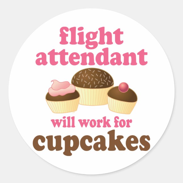 Pegatina Redonda Funny Chocolate Cupcakes Flight Attendt (Anverso)