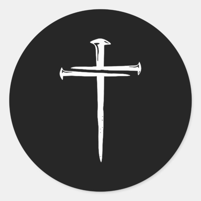 Pegatina Redonda Funny Christian Jesus Crist Three Nails Cross  (Anverso)