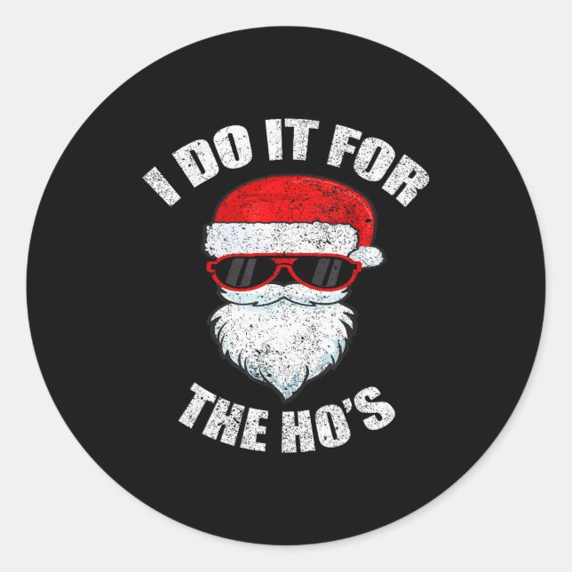 Pegatina Redonda Funny Christmas Adult Naughty Dirty Pajama, Ho Pj, (Anverso)