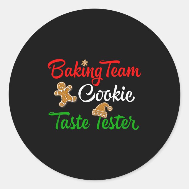 Pegatina Redonda Funny Christmas Baking Team Cookie Taste Tester  (Anverso)