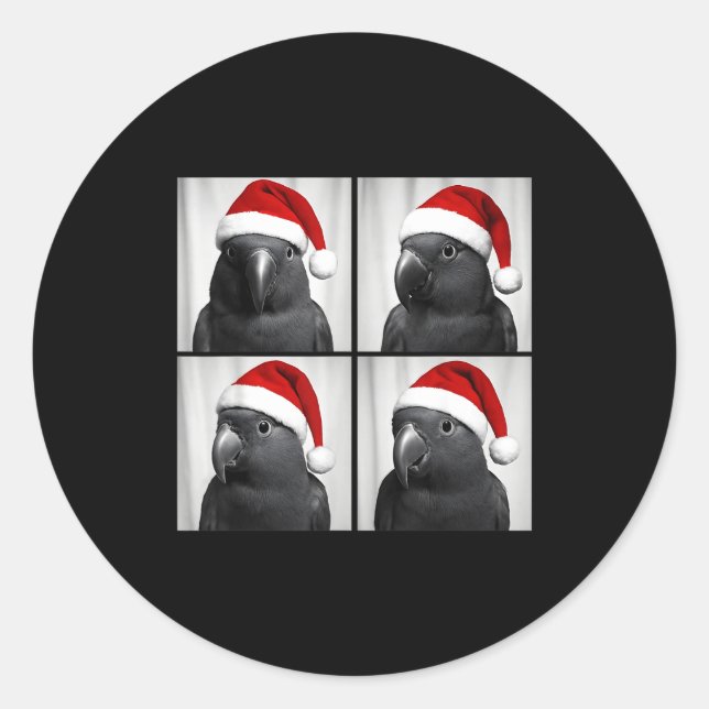 Pegatina Redonda Funny Christmas Eclectus Parrot Santa Photo Booth  (Anverso)