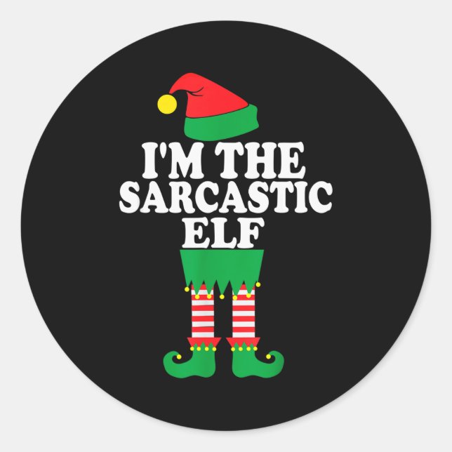 Pegatina Redonda Funny Christmas Family I'm The Sarcastic Elf  (Anverso)