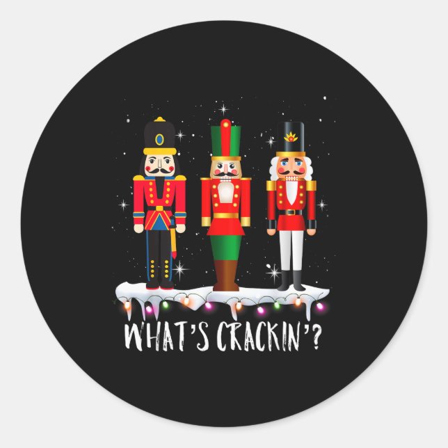 Pegatina Redonda Funny Christmas Family Whats Crackin_ Nutcracker - (Anverso)