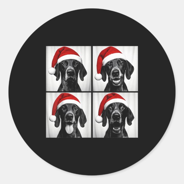Pegatina Redonda Funny Christmas German Shorthaired Inter Santa Pho (Anverso)