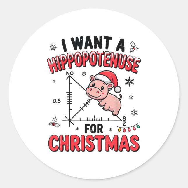 Pegatina Redonda Funny Christmas Hiptamus Math Teacher Gift Ugly Sw (Anverso)