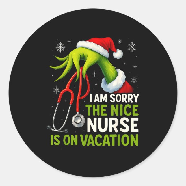 Pegatina Redonda Funny Christmas I Am Sorry The Niche Nurse Medical (Anverso)