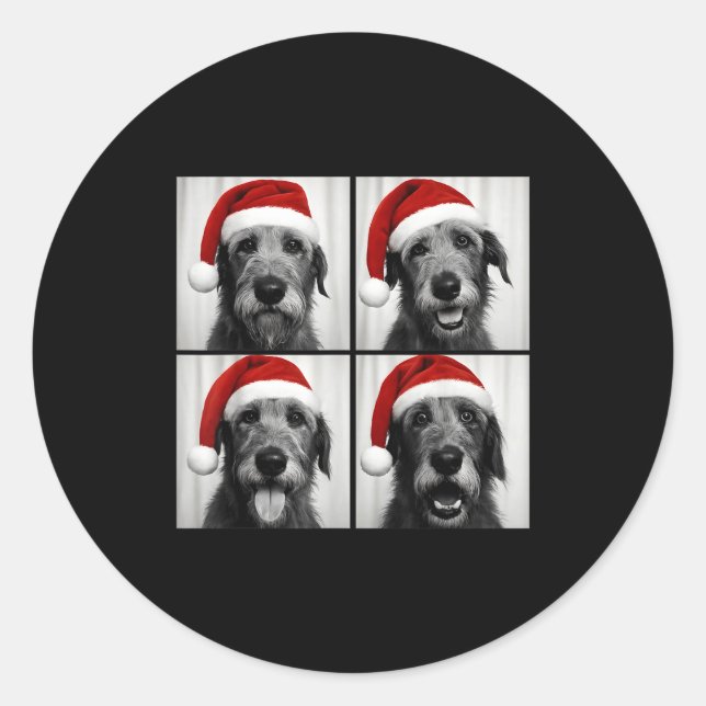 Pegatina Redonda Funny Christmas Irish Wolfhound Santa Dog Lover Ph (Anverso)