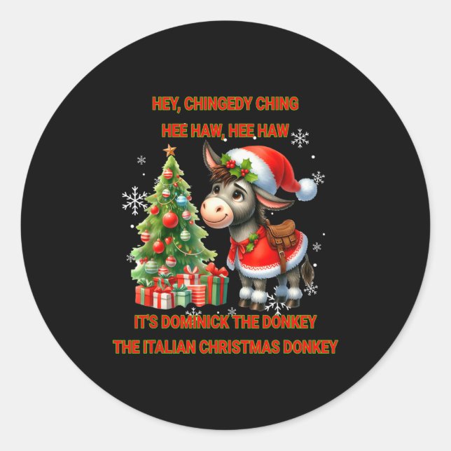 Pegatina Redonda Funny Christmas Italian Christmas Dominick The  (Anverso)