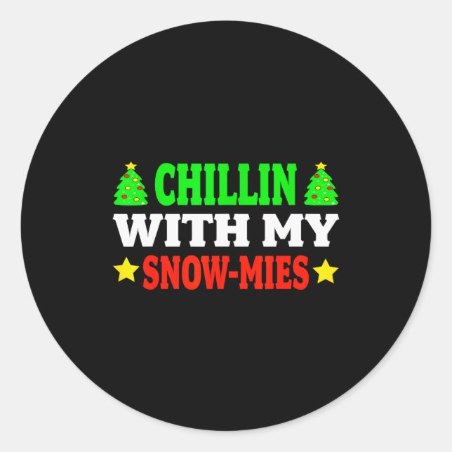 Pegatina Redonda Funny Christmas Kids Christmas Pajamas Girls Boys  (Anverso)