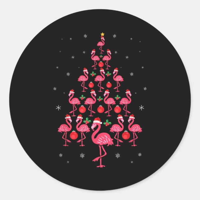 Pegatina Redonda Funny Christmas Nk Flamingo Tree Holiday Gift Bird (Anverso)