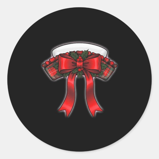 Pegatina Redonda Funny Christmas Nurse Nursing Cap Women Girls  (Anverso)