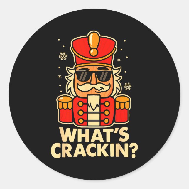 Pegatina Redonda Funny Christmas Nutcracker Men Kids Teen Boys What (Anverso)