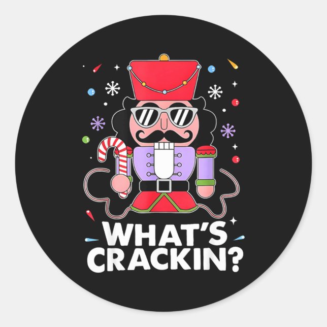 Pegatina Redonda Funny Christmas Nutcracker Men Kids Teen Boys What (Anverso)