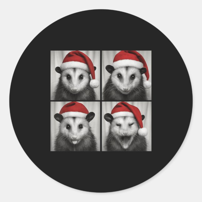 Pegatina Redonda Funny Christmas Ossum Santa Photo Booth  (Anverso)