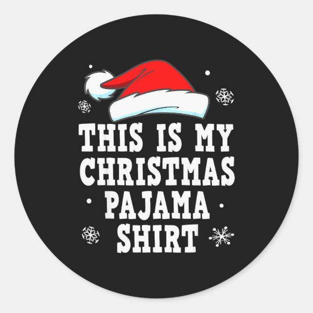 Pegatina Redonda Funny Christmas Pajama Pj Outfit Mens Womens  (Anverso)